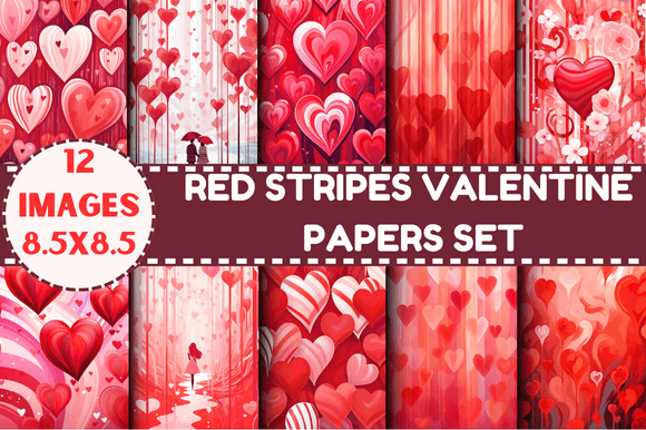 Download Red Stripes Valentine Papers Set - Red Collection