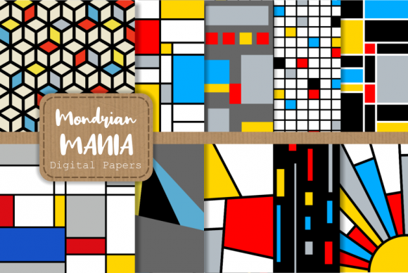 Download Mondrian Mania Retro Geometric Papers - Retro Collection