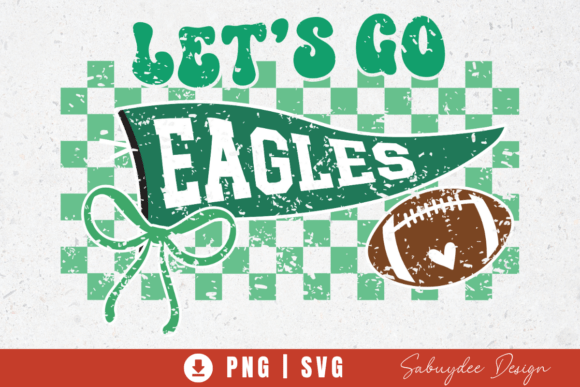 Download Let's Go Eagles Checkered Bow PNG - Red Collection