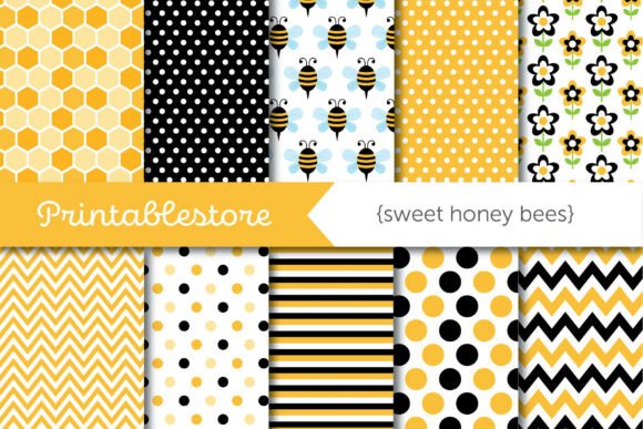 Download Sweet Honey Bee Digital Paper (DP54) - Sweet honey Collection