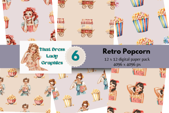 Download Seamless Retro Popcorn Papers PNG - Retro Collection