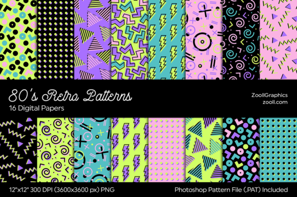 Download 80's Retro Digital Papers - Retro Collection