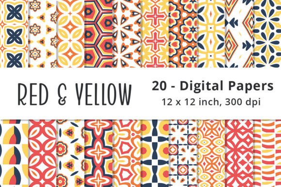 Download Red, Orange, Yellow &amp; Blue Digital Paper - Red Collection