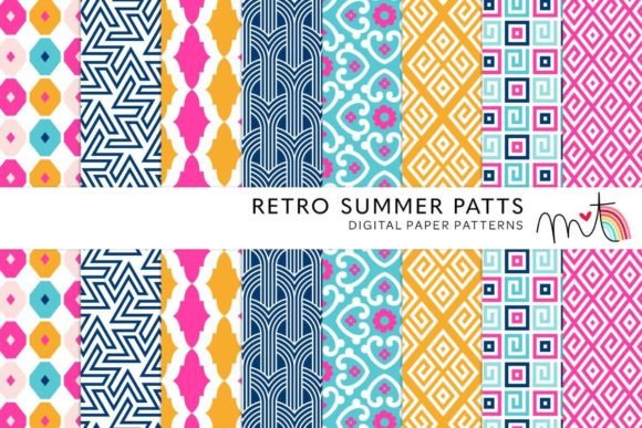 Download Retro Summer Digital Papers - Retro Collection