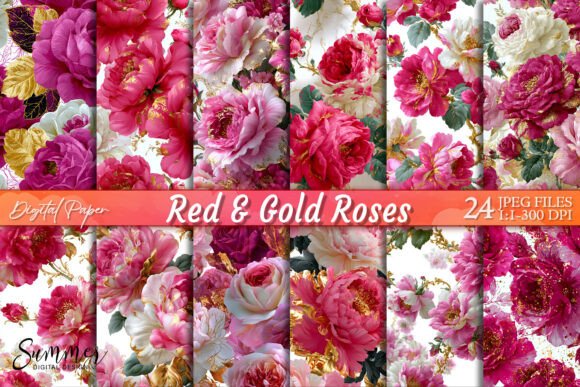 Download Red Gold Roses Luxury Floral Background - Red Collection