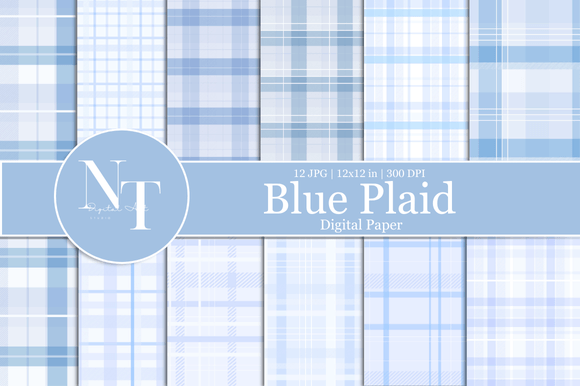 Download Baby Boy Blue Plaid Digital Paper - Baby boy Collection
