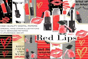 Download Fashion Digital Paper, Red Lips Background - Red Collection