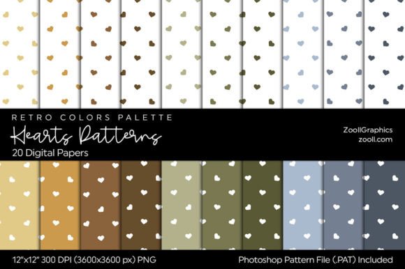 Download Hearts Retro Digital Papers - Retro Collection