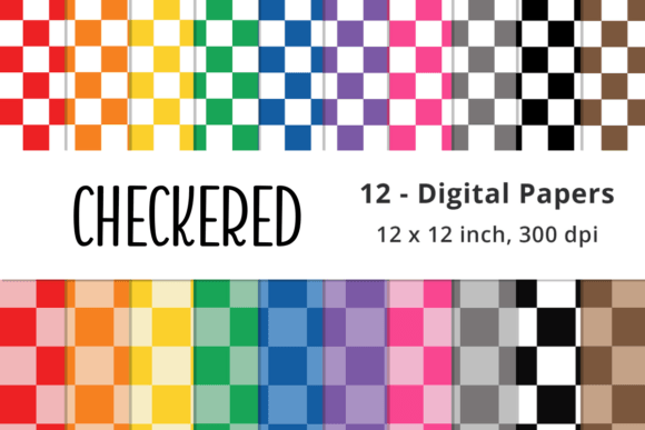 Download Checkered Digital Paper - Rainbow - Red Collection