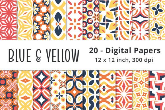 Download Blue, Yellow, Orange &amp; Red Digital Paper - Red Collection