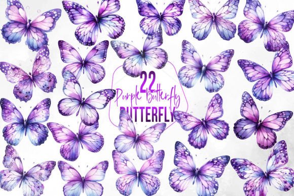 Download Watercolor Purple Butterfly Collection - Premium Resources