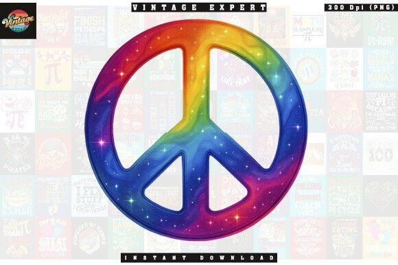 Download Retro Rainbow Galaxy Peace Sign PNG - Retro Collection