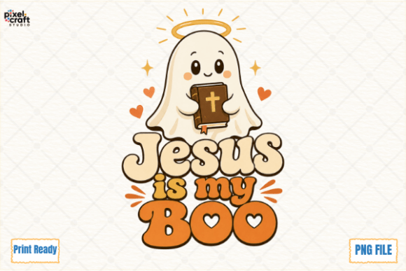 Download Jesus is My Boo Retro Ghost Bible PNG - Retro Collection