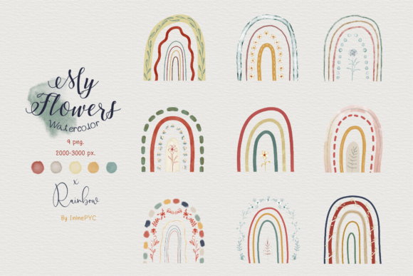 Download My Flowers Watercolor (Retro Rainbow) - Retro Collection