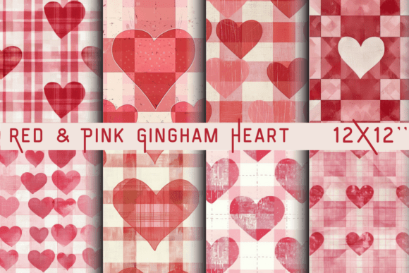 Download Red &amp; Pink Gingham Heart Paper - Red Collection