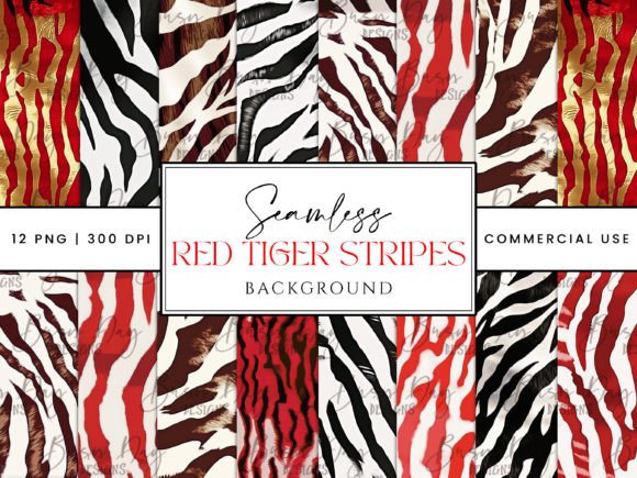 Download Seamless Red Tiger Stripes Background - Red Collection