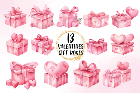 Download Watercolor Valentines Gift Boxes Clipart - Premium Resources