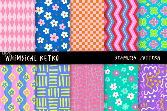 Download Whimsical Retro Seamless Pattern Bundle - Retro Collection