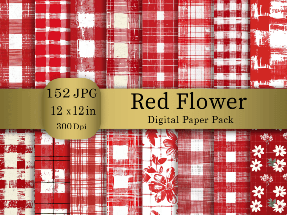 Download Red Flower Digital Paper Bundle. - Red Collection