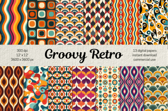 Download Groovy Retro Bohemian Colorful Patterns - Retro Collection