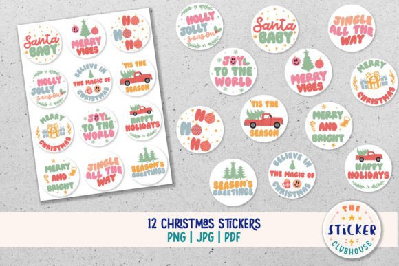Download Retro Christmas Gift Stickers - Retro Collection