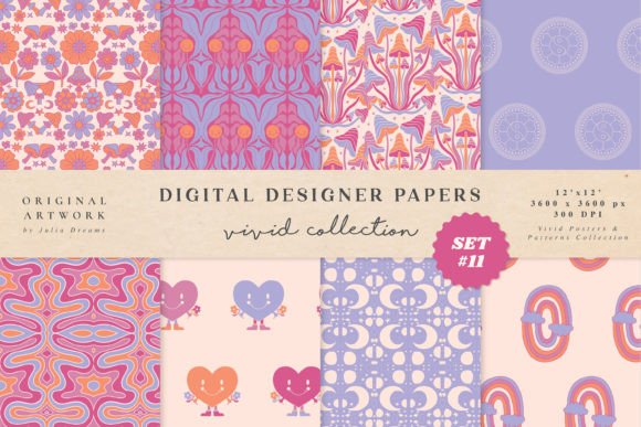 Download 70s Groovy Boho Retro Digital Papers - Retro Collection
