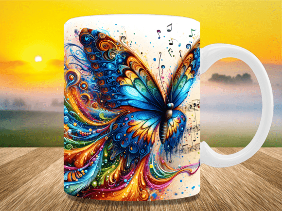 Download Rainbow Splash Music Butterfly Mug Wrap - Butterfly Collection