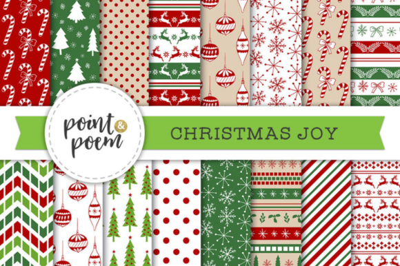 Download Christmas Nordic Green Red Digital Paper - Red Collection