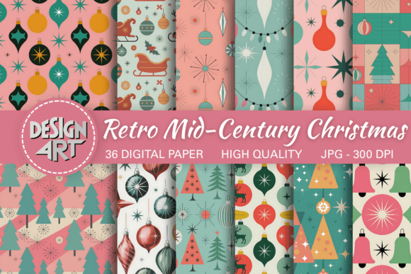Download Retro Mid-Century Christmas Pattern - Retro Collection