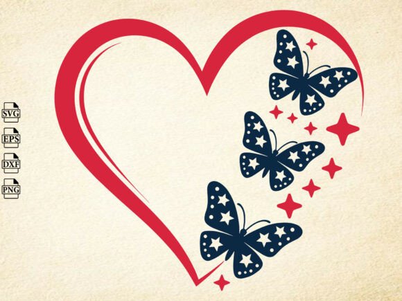 Download USA Butterfly Heart SVG, 4th of July Svg - Butterfly Collection