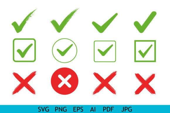 Download Check Mark X Mark Green Red Bundle SVG - Red Collection